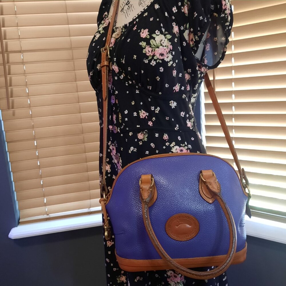 Vintage Dooney & Bourke Norfolk Hand Painted Violet Purple Satchel - Picture 4 of 15